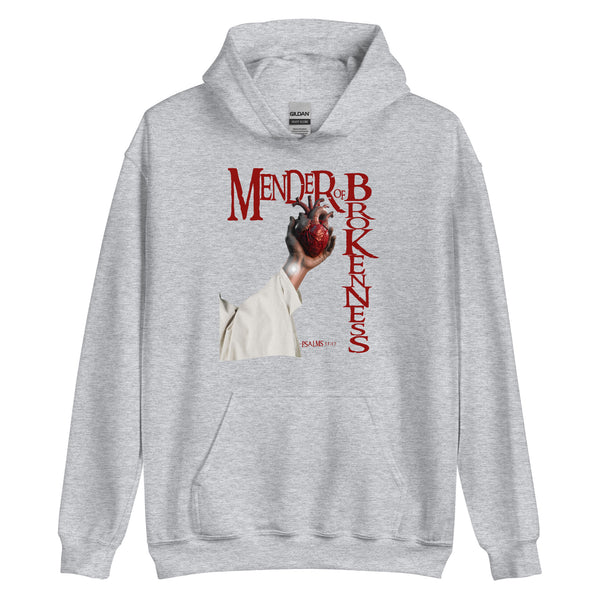 Mender of Brokenness Unisex Adult Hoodie - Red Text