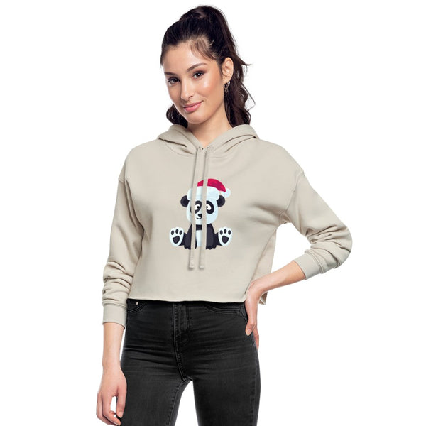 Women's Cropped Hoodie, Christmas  Panda - dust