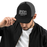Mender of Brokenness - Embroidered Unisex Adjustable Snapback Trucker Hat - White Text