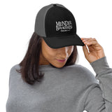 Mender of Brokenness - Embroidered Unisex Adjustable Snapback Trucker Hat - White Text