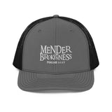 Mender of Brokenness - Embroidered Unisex Adjustable Snapback Trucker Hat - White Text