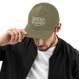 Mender of Brokenness - Embroidered Unisex Adjustable Snapback Trucker Hat - White Text