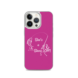She's a Show Off, iPhone Pink Case, X/XS, XR and 13 & 14 Series_ White-Design
