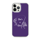 She's a Show Off, iPhone Purple Case, X/XS, XR and 13 & 14 Series_White-Design