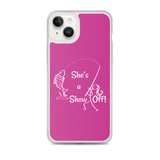 She's a Show Off, iPhone Pink Case, X/XS, XR and 13 & 14 Series_ White-Design