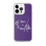 She's a Show Off, iPhone Purple Case, X/XS, XR and 13 & 14 Series_White-Design