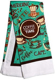 4 Piece Coffee Kitchen Towel Set 'Coffee Time' with 2 Quilted Oven Mitts, 2 Dish Towels