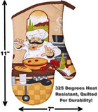 5 Piece Chef Lightweight Decorative Kitchen Décor Set Includes 2 Towels,2 Potholders and 1 Oven Mitt (Chef)