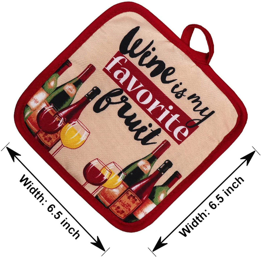 Pot Holder Oven Mitt Set - Wine