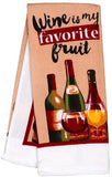 Kitchen Decor - Potholders (5 Pc) Wine is My Favorite Fruit Home Decorations - Kitchen Towels - Oven Mitt - Kitchen Linen Set
