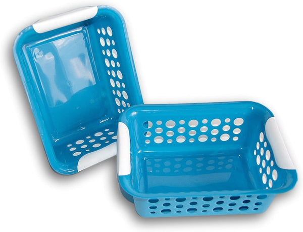 Medium Blue Stacking Storage Baskets - 10.75 Inches - Set of 2