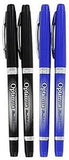 INC Optimus, 4 Felt Tip Fine Point Pens 2 Black/2 Blue - No Bleed Ink