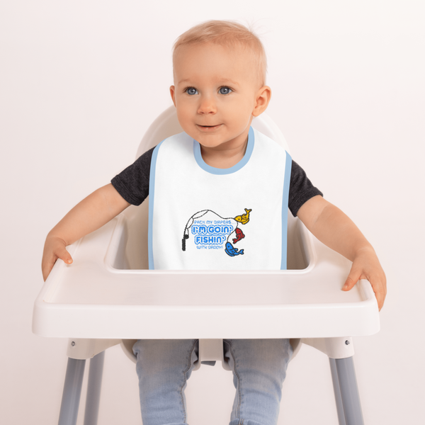 Pack My Diapers, Embroidered Baby Bib-Boy