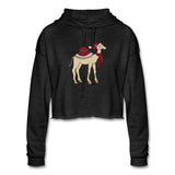 Women's Cropped Hoodie, Christmas Camel - deep heather