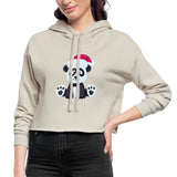Women's Cropped Hoodie, Christmas  Panda - dust