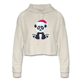 Women's Cropped Hoodie, Christmas  Panda - dust