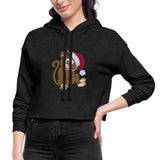 Women's Cropped Hoodie, Christmas Monkey - deep heather
