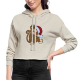Women's Cropped Hoodie, Christmas Monkey - dust
